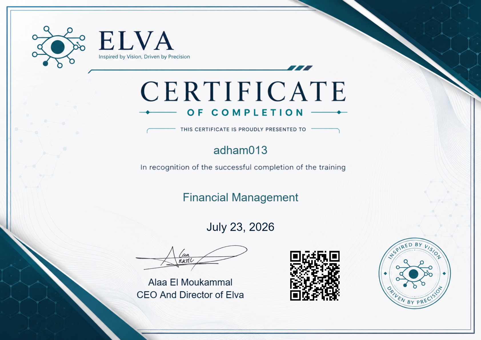 Elva Certificate